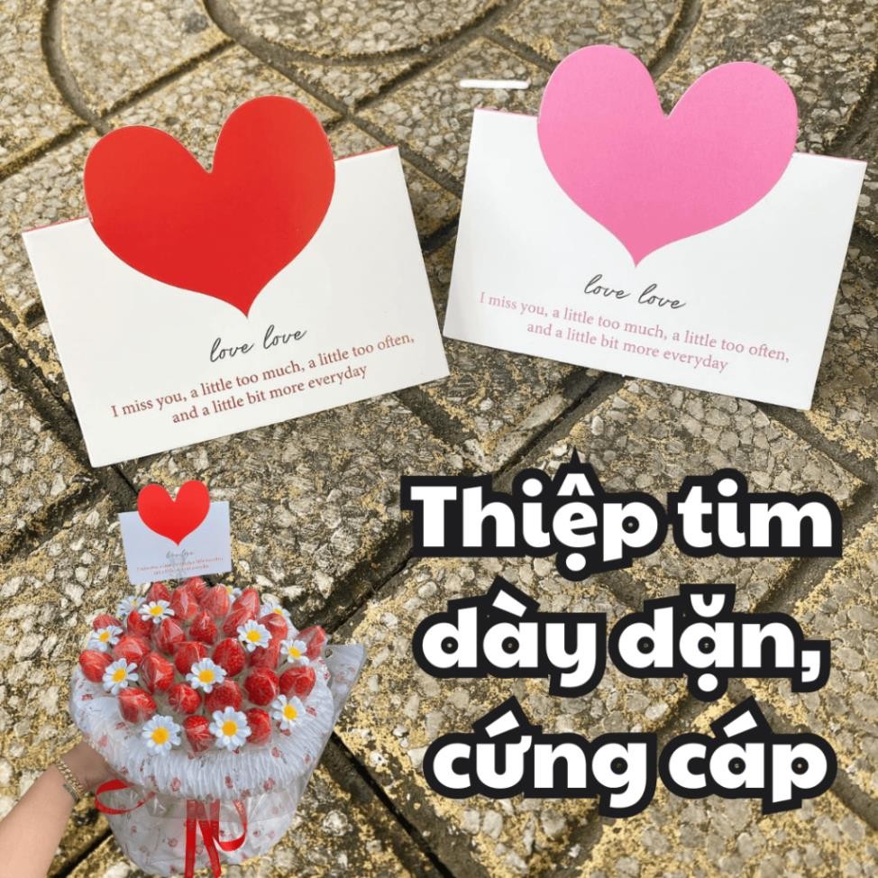 Thiệp trái tim dễ thương, thiệp cứng cáp, in sắc nét. ( COMBO 20 THIỆP)