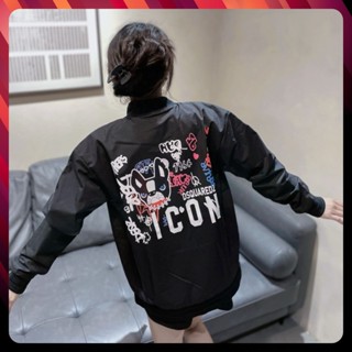 Áo Khoác Gió Dsq Mã AG518 Hoạ Tiết Con Chó In Nhiệt Sắc Nét Chất Liệu - Áo Gió iCON 2 Lớp Có Túi Trong Thời Trang NNữ2k4