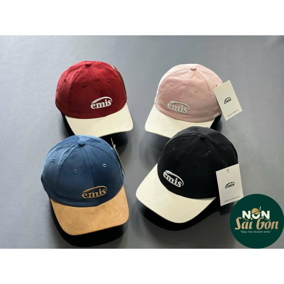 (Hàng VNXK) Nón kết, mũ lưỡi trai EMIS vải Nhung đẹp phối lưới  Form chuẩn (Ảnh thật)