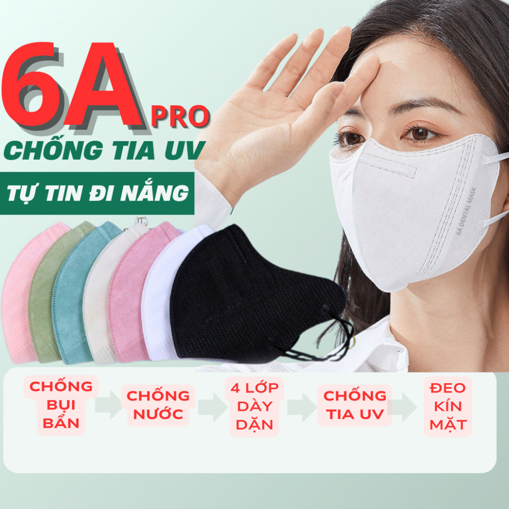 (TẶNG 10c 5D)Thùng 300 - 200c - 100c Khẩu Trang 6A Pro Người Lớn Dr.ECO MASK - 4 Lớp, Dày Dặn, Chống Tia UV, Che Kín Mặt