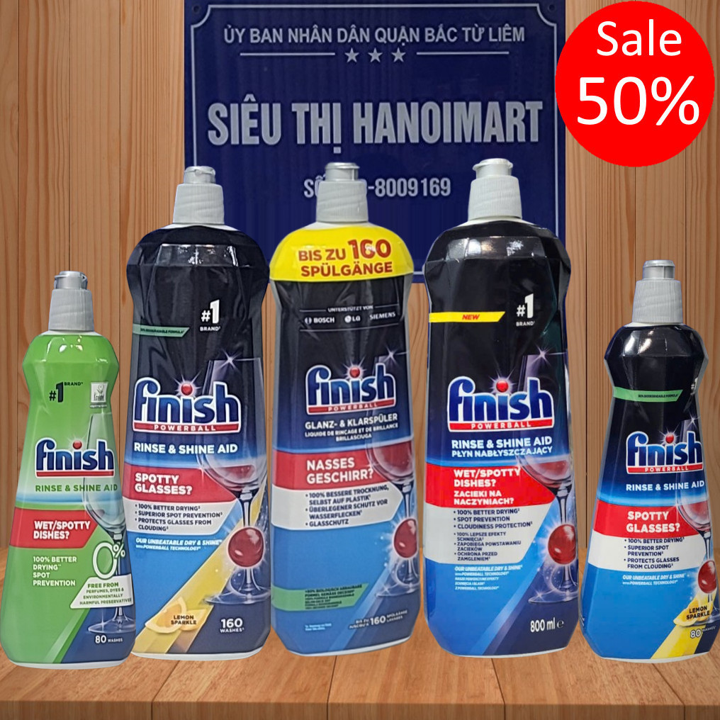 Nước làm bóng finish Đức EU cho Máy rửa bát chén 1600ml 800ml 400ml, dung dịch dầu bóng finish Eco
