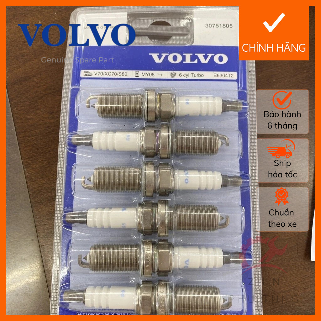 [CHÍNH HÃNG] Bugi bộ 6 cái Volvo XC70 (-16) XC60 (-17) V70 (-16) S80 (-16) S80L (-12) 30751805