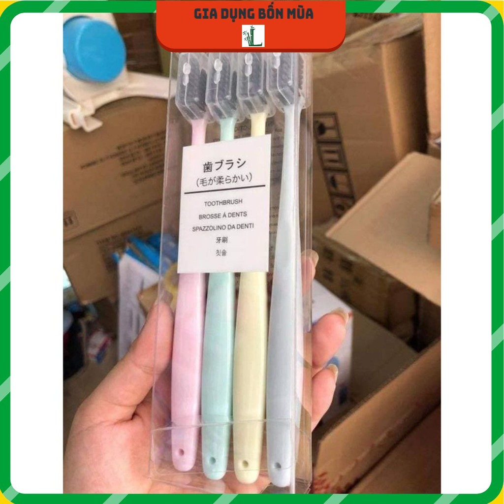 set 4 Bàn Chải Đánh Răng Lúa Mạch than hoạt tính