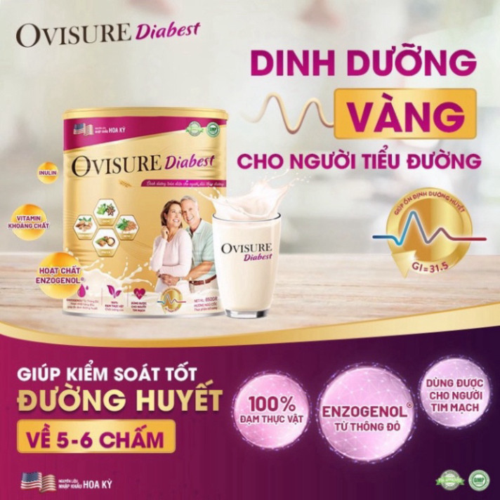 Sữa hạt tiểu đường Ovisure Diabest lon 650g chính hãng date mới
