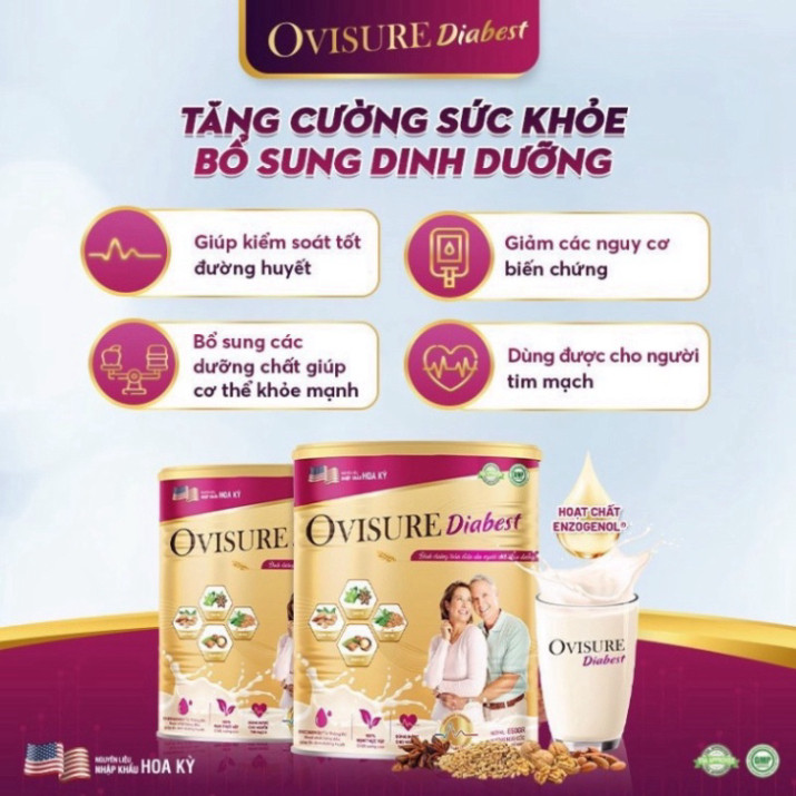 Sữa hạt tiểu đường Ovisure Diabest lon 650g chính hãng date mới