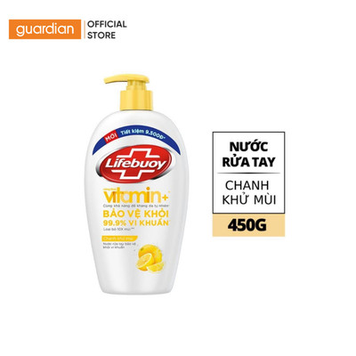 Nước Rửa Tay Hỗ Trợ Khử Mùi Hương Chanh Lifebuoy Chai 450g