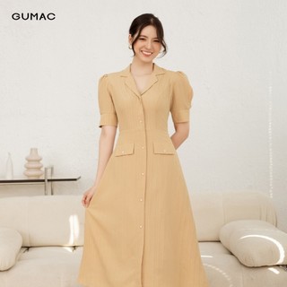 Đầm cổ danton phối nút GUMAC DD04011