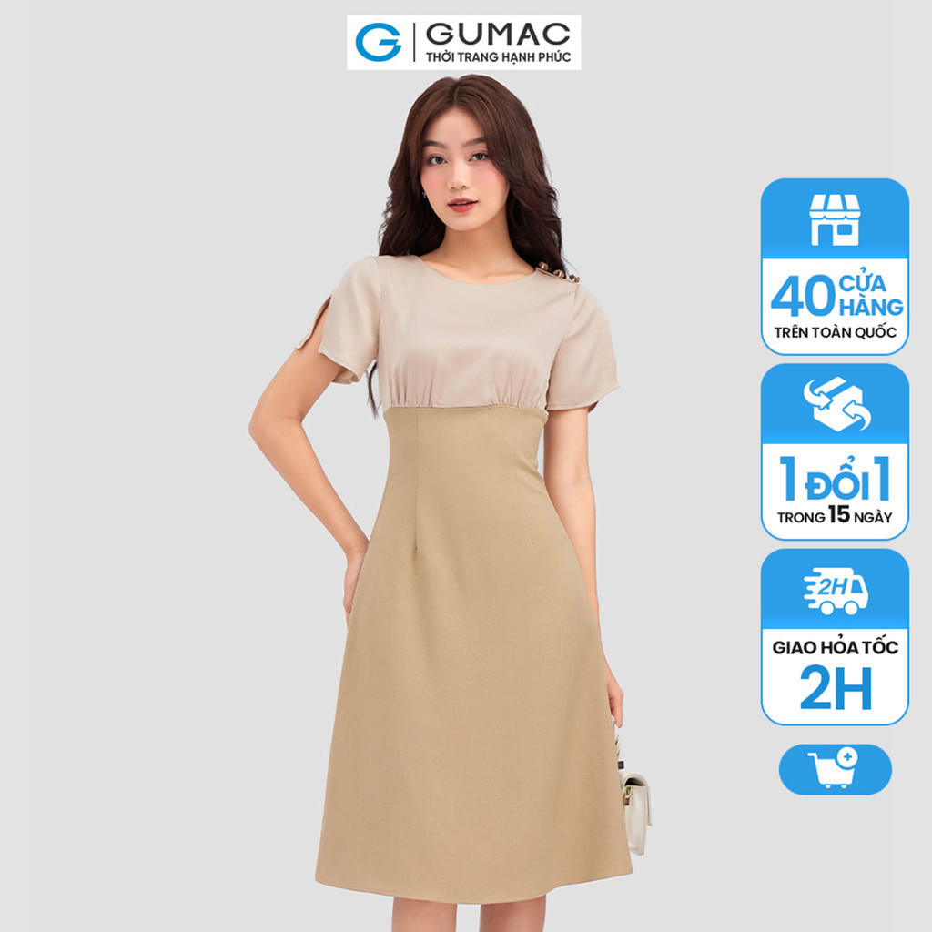 Đầm tay xẻ thời trang GUMAC DC12057