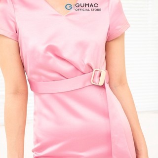 Đầm nữ cổ tim xếp ly eo thời trang GUMAC DC04034