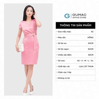 Đầm nữ cổ tim xếp ly eo thời trang GUMAC DC04034