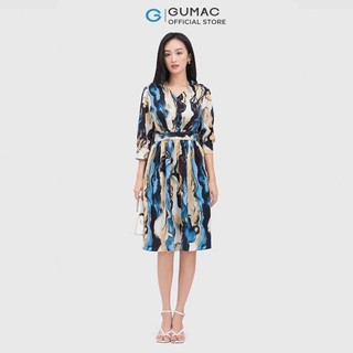 Đầm vân đá đai eo thời trang GUMAC DC04072
