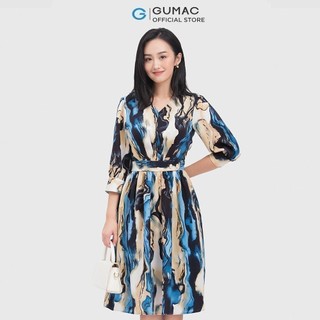 Đầm vân đá đai eo thời trang GUMAC DC04072