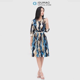 Đầm vân đá đai eo thời trang GUMAC DC04072