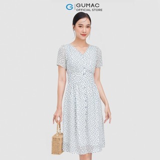 Đầm cổ V phối nút DC06032 thời trang GUMAC
