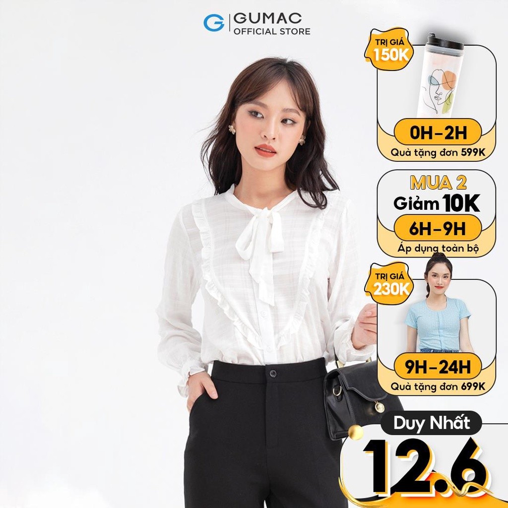 Áo sơ mi bèo cột dây GUMAC AB658