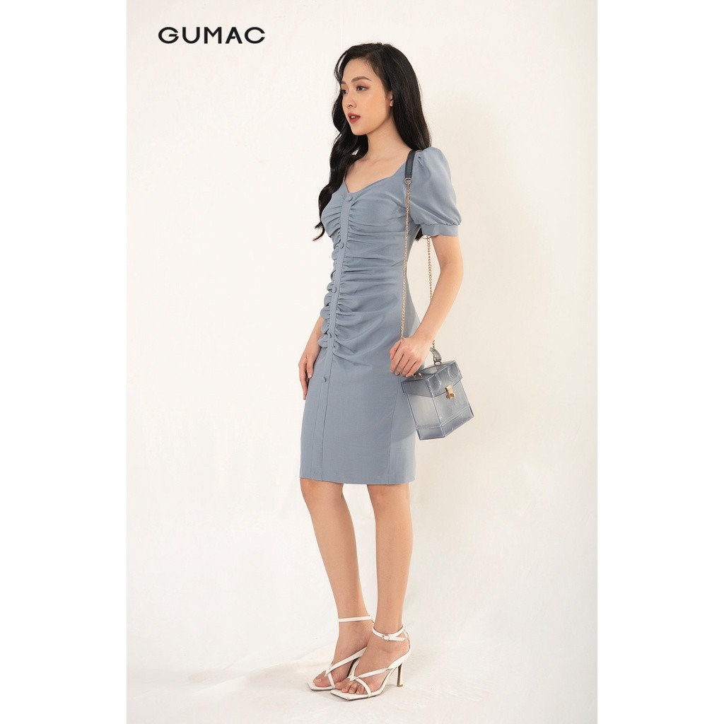 Đầm body nữ phối nút GUMAC DB3208