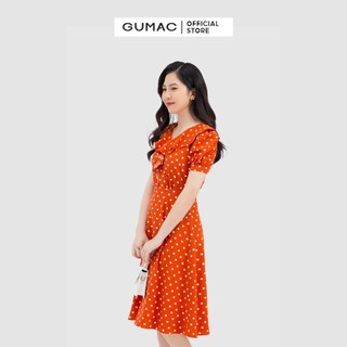 Đầm xòe nữ chấm bi phối bèo GUMAC DB735