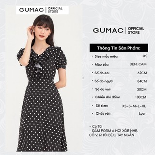 Đầm xòe nữ chấm bi phối bèo GUMAC DB735