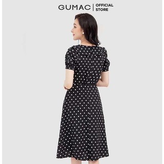 Đầm xòe nữ chấm bi phối bèo GUMAC DB735