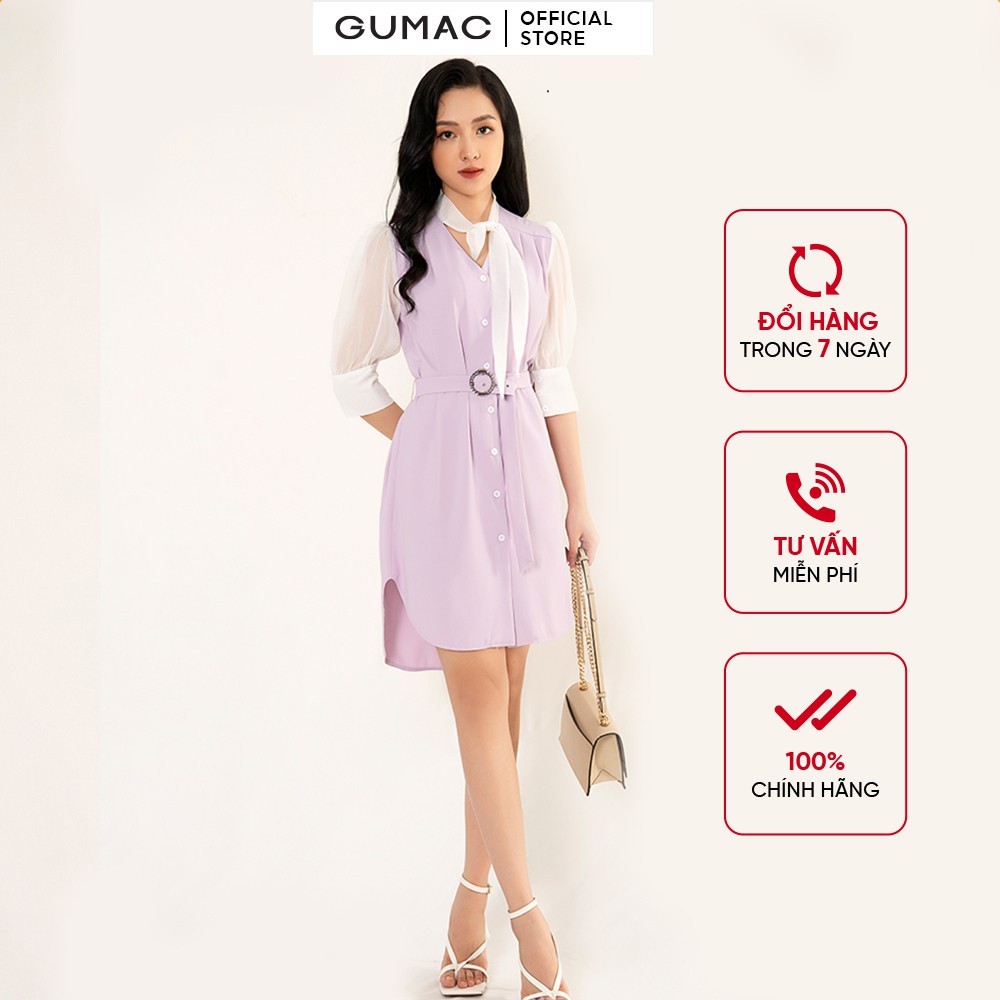 Đầm suông dây đai GUMAC DB3213