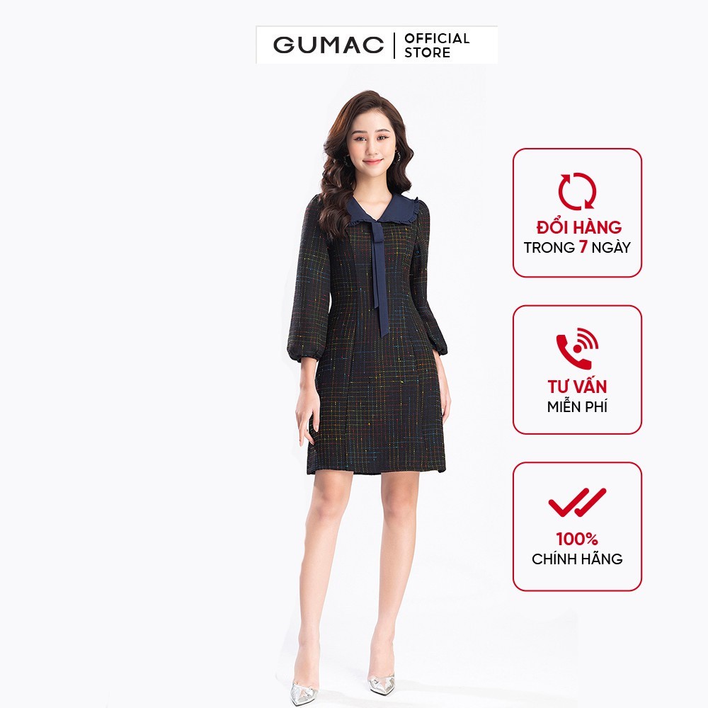 Đầm suông nữ cổ tim sen GUMAC DB1228