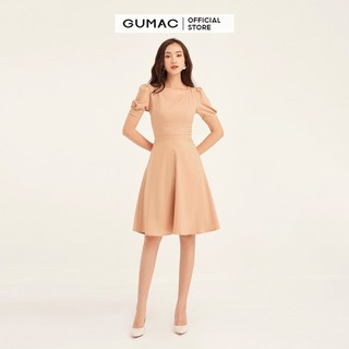 Đầm nữ ôm body GUMAC basic, màu be đủ size quyến rũ DB1121