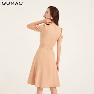 Đầm nữ ôm body GUMAC basic, màu be đủ size quyến rũ DB1121