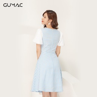 Đầm caro tay bí GUMAC DA929
