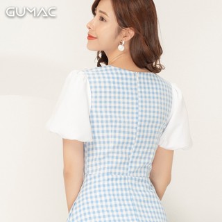 Đầm caro tay bí GUMAC DA929
