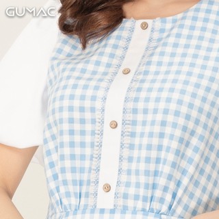 Đầm caro tay bí GUMAC DA929