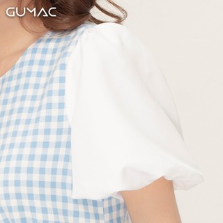 Đầm caro tay bí GUMAC DA929