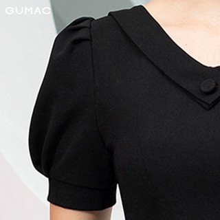 Đầm nữ cổ tim phối nút GUMAC DA9242