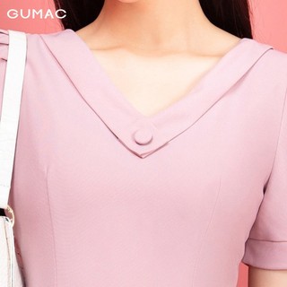 Đầm nữ cổ tim phối nút GUMAC DA9242