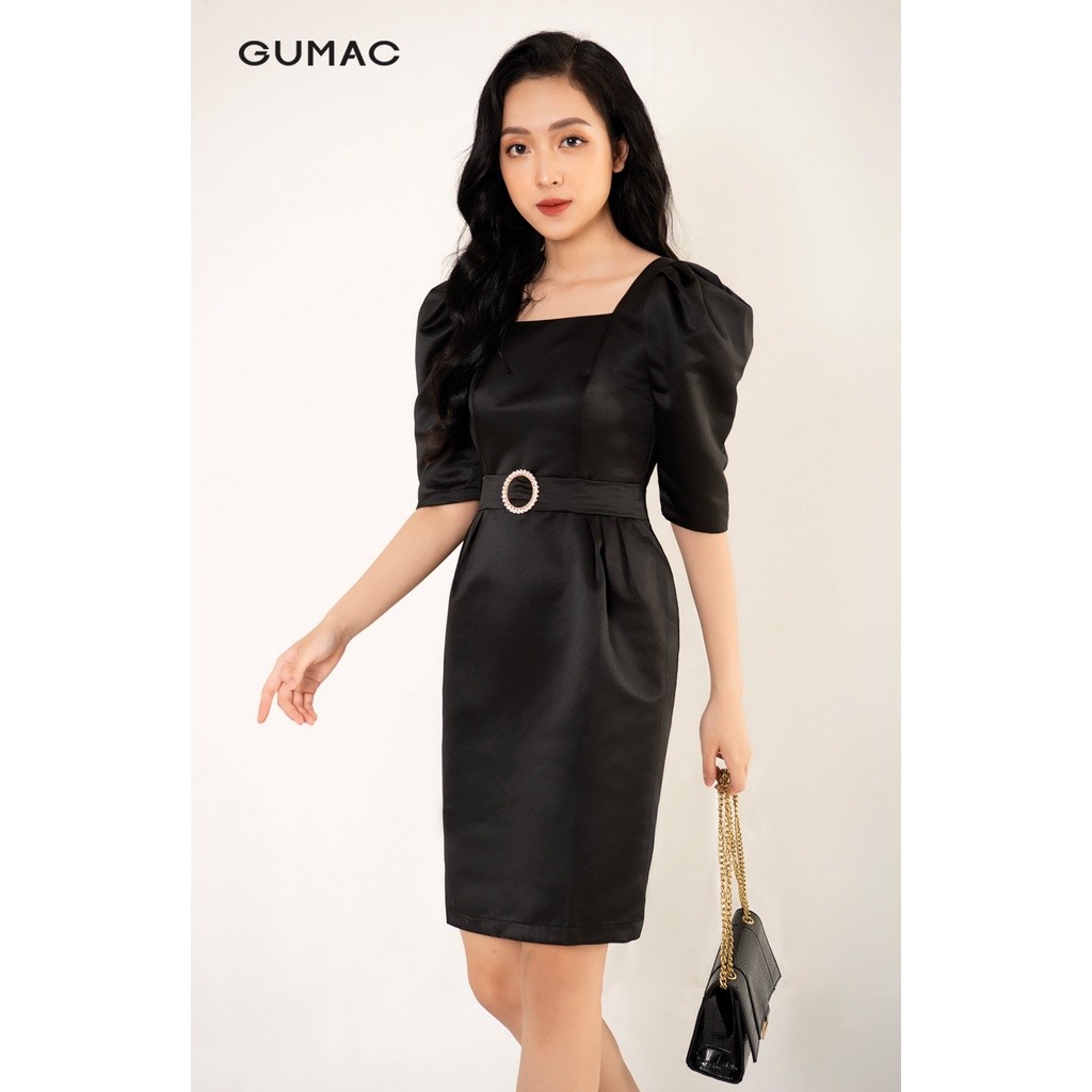 Đầm body phối đai GUMAC DB3221