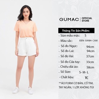 Áo thun nữ cổ tim GUMAC ATB813