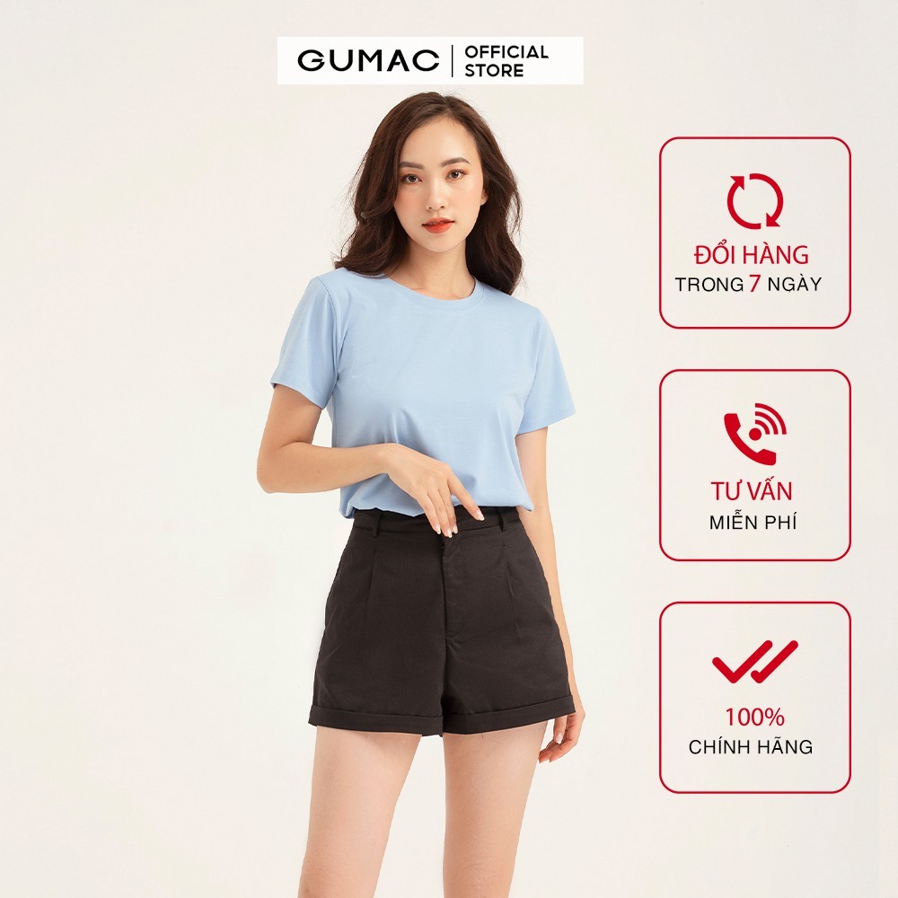 Áo thun nữ in stay GUMAC màu xanh thiết kế basic ATB155