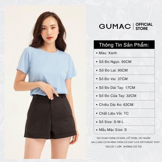 Áo thun nữ in stay GUMAC màu xanh thiết kế basic ATB155