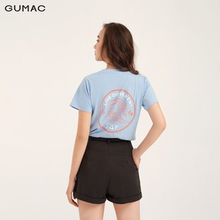 Áo thun nữ in stay GUMAC màu xanh thiết kế basic ATB155