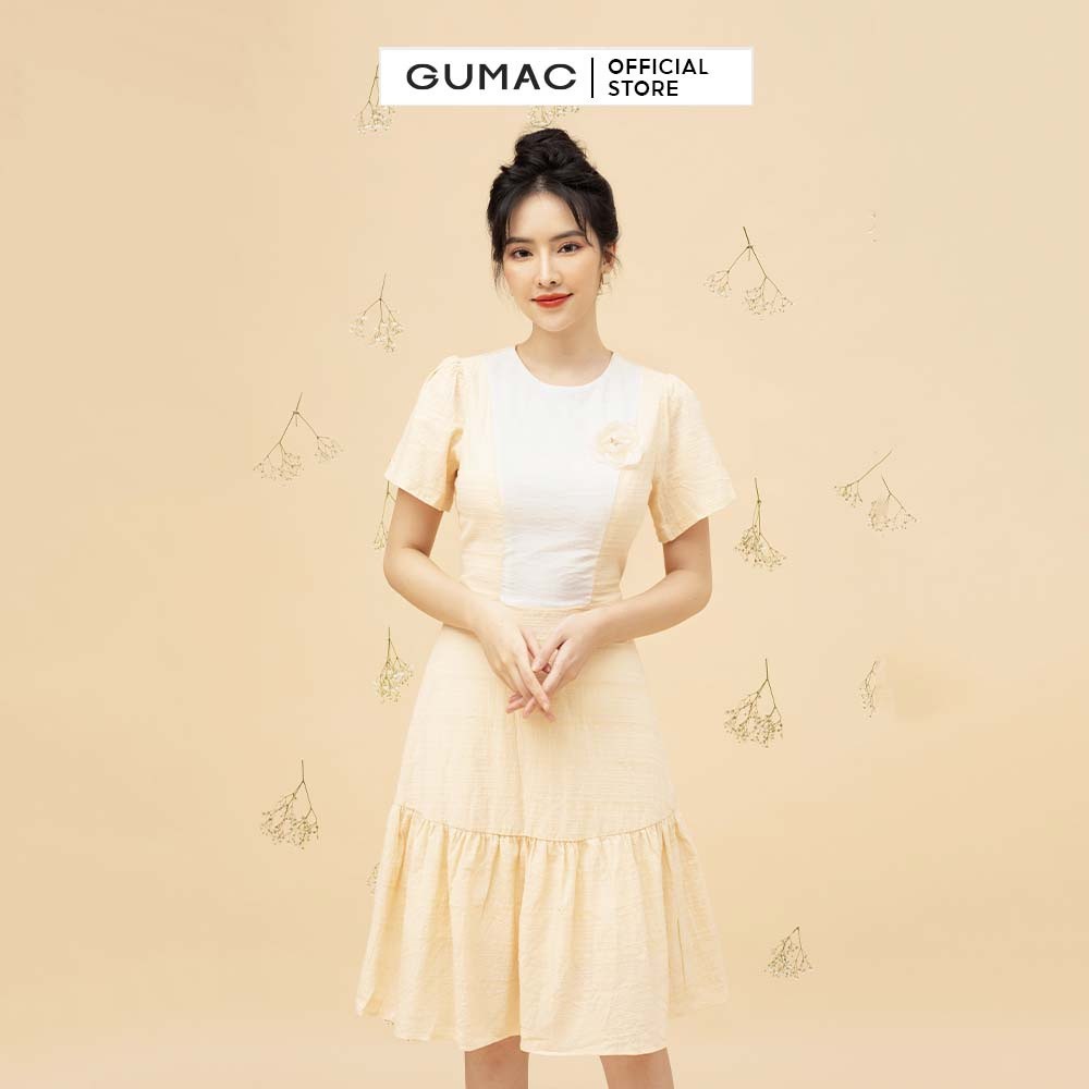 Đầm phối màu rã tùng GUMAC DB729