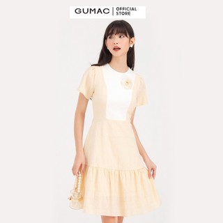 Đầm phối màu rã tùng GUMAC DB729