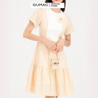 Đầm phối màu rã tùng GUMAC DB729