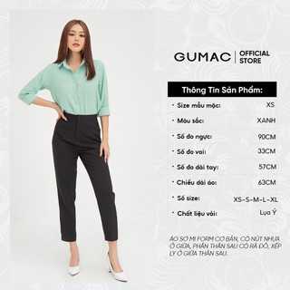 Áo sơ mi nữ phối đô GUMAC đồ công sở thanh lịch AB431