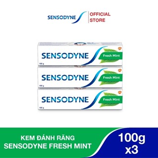 Bộ 3 Kem đánh răng SENSODYNE Fresh Mint 100g giúp giảm ê buốt hiệu quả với hương bạc hà thơm mát