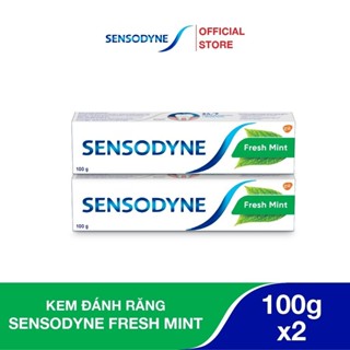 Bộ 2 Kem đánh răng SENSODYNE Fresh Mint 100g giúp giảm ê buốt hiệu quả với hương bạc hà thơm mát