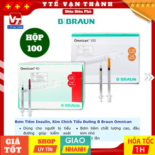 ✅ [HỘP 100] Bơm Tiêm Insulin, Kim Chích Tiểu Đường B Braun Omnican | Kim đầu đỏ, kim đầu cam -VT0159
