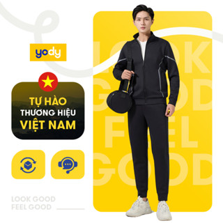 Bộ đồ thể thao nam Yody set đồ thu đông áo khoá kéo thoải mái năng động SDM7006