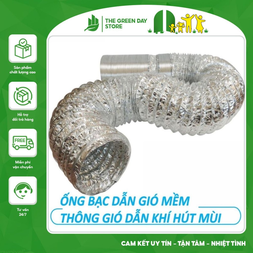 Ống gió mềm, ống hút mùi, ống bạc thông gió mềm thông hơi dẫn khói nóng D100 / D125 / D150mm
