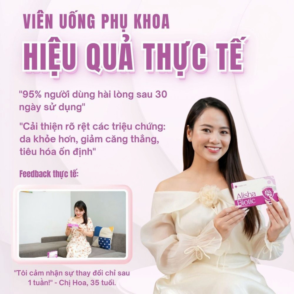 Viên uống Alisha Biotic For Women Happy Life bổ sung lợi khuẩn, hỗ trợ sức khoẻ nữ giới (3 vỉ x 10 viên)