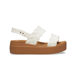 Dép Xăng Đan Đế Xuồng Nữ Crocs Brooklyn Upper Low Wedge - Chalk