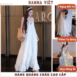  Váy Đầm Nữ Váy Maxi 2 Dây Thêu Hoa Chân Bèo Dáng Xuông Chất Tơ 2 Lớp Cao Cấp Tiểu Thư Đi Biển Ms74 
